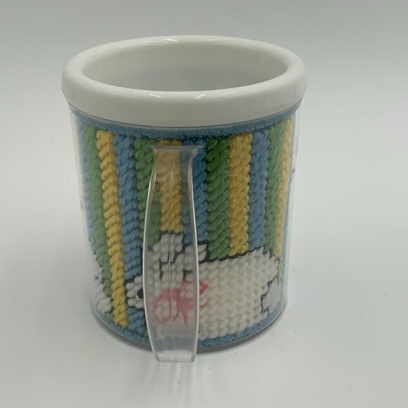 Vintage EMBROIDERED Easter Bunny Rabbit THERMO-SERV Coffee CUP/MUG - 1970's USA - Picture 3 of 7